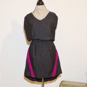 Express Gray w/pink lace silk hi low dress tunic
